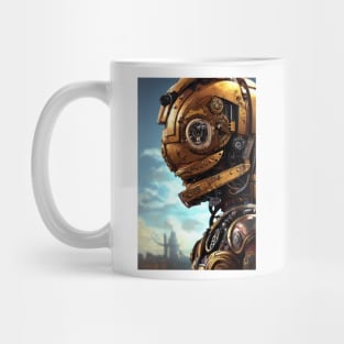 Portrait of a retro steampunk robot. Mug